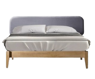 Ginny Solid Wooden Bedframe with Grey Fabric Adjustable Headboard