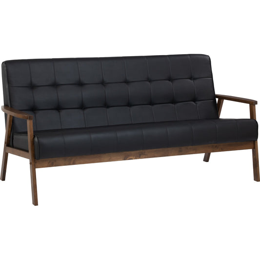 Henry Black Leather Sofa