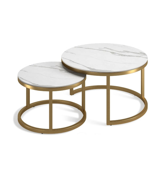 Gold Sintered Stone Coffee Table Set