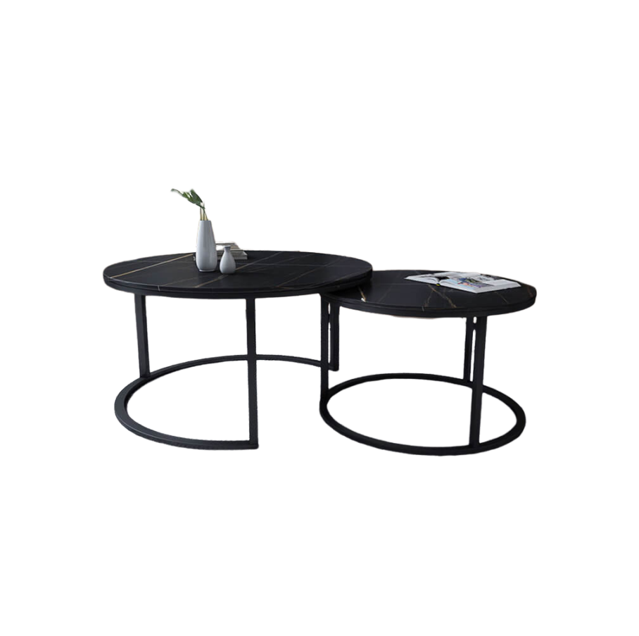 Black Sintered Stone Coffee Table Set