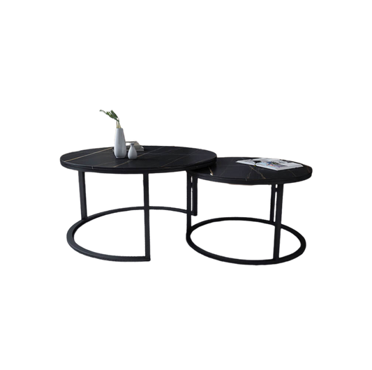 Black Sintered Stone Coffee Table Set