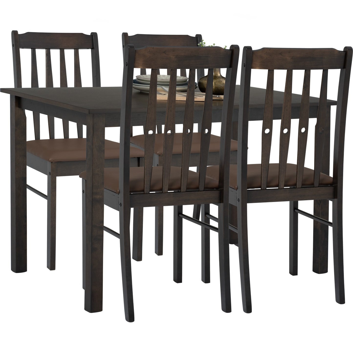 Hermini Dark Walnut Dining Set (1+4) 1.1m